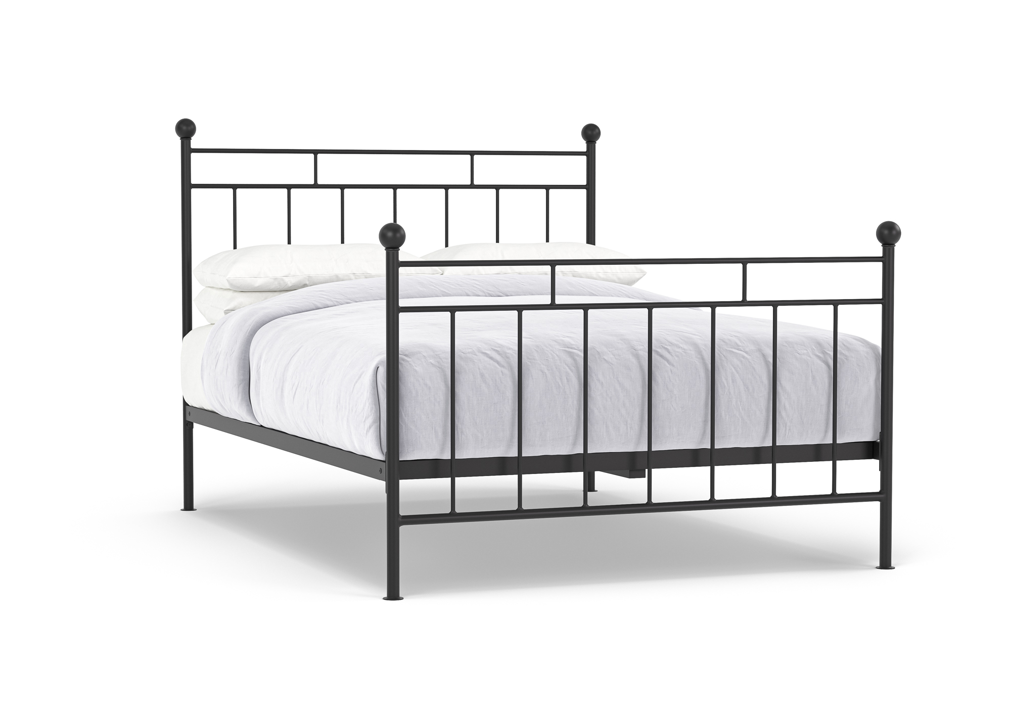 white iron double bed frame