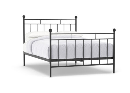 white iron double bed frame