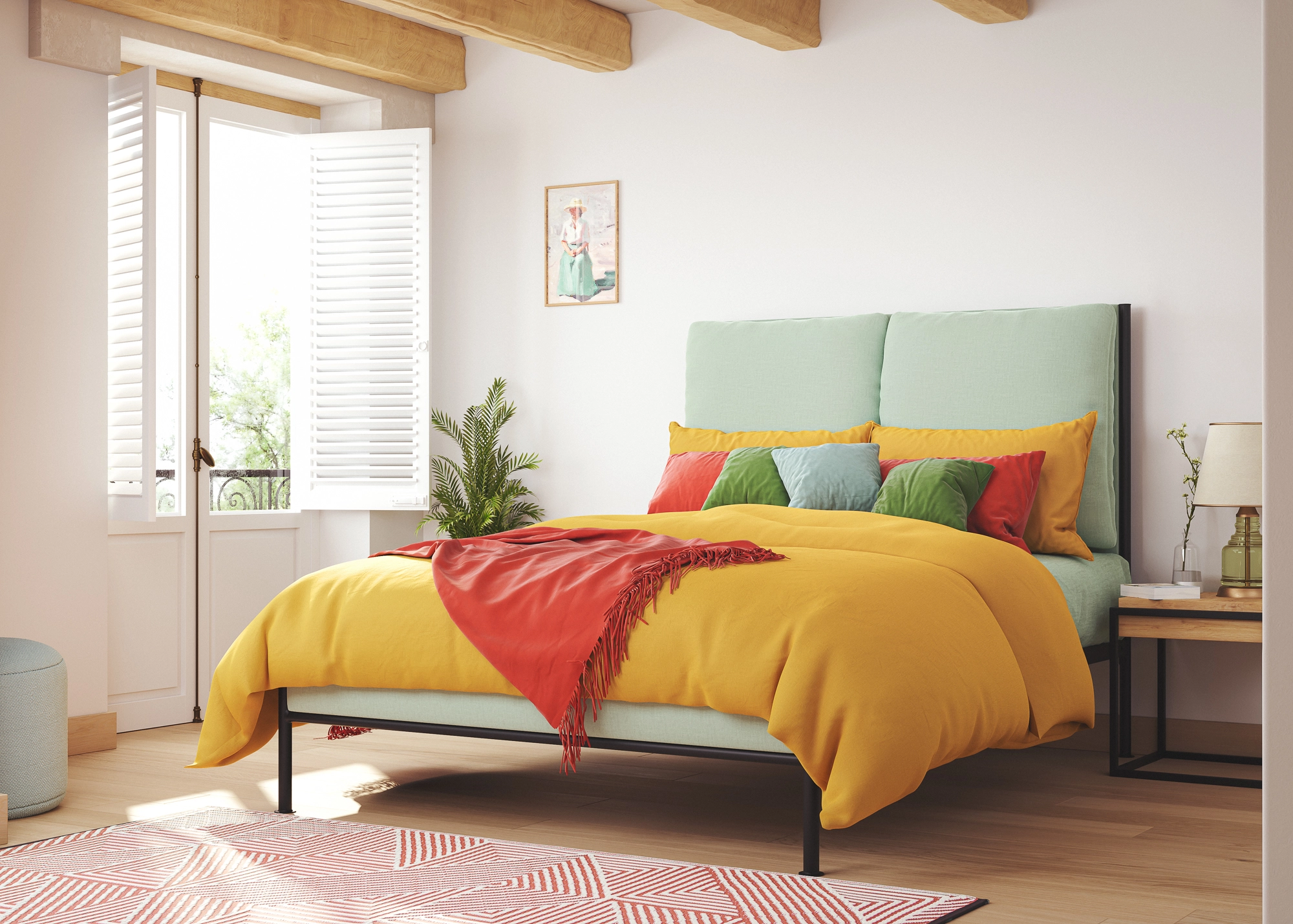 upholstered double bed