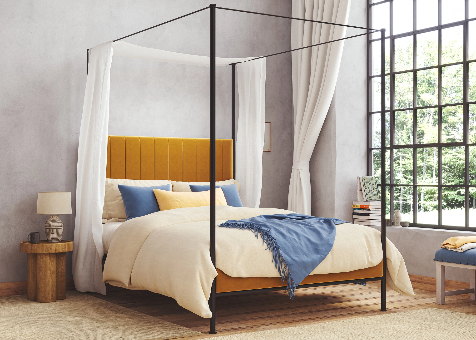 upholstered double bed