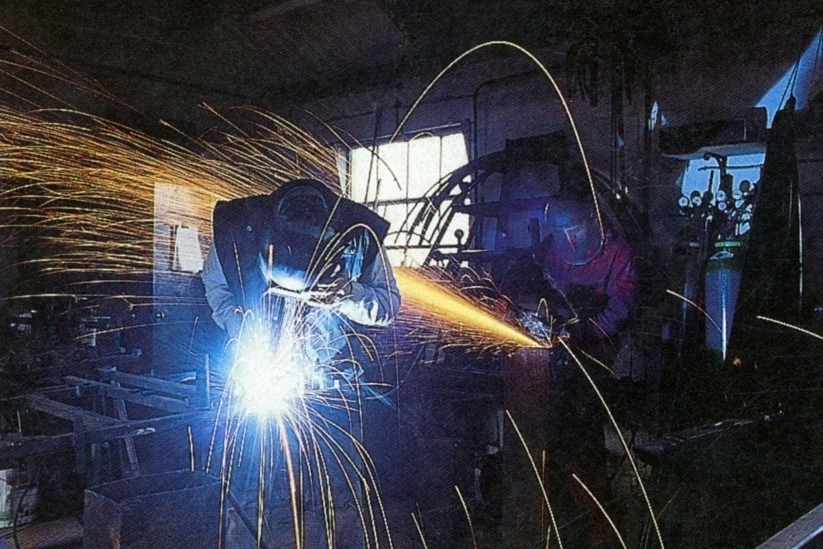 Handforged iron Beds being welded in the Forge Somerset