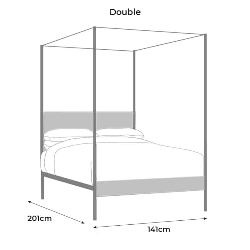 Four Poster upholstered double iron bed size drawing