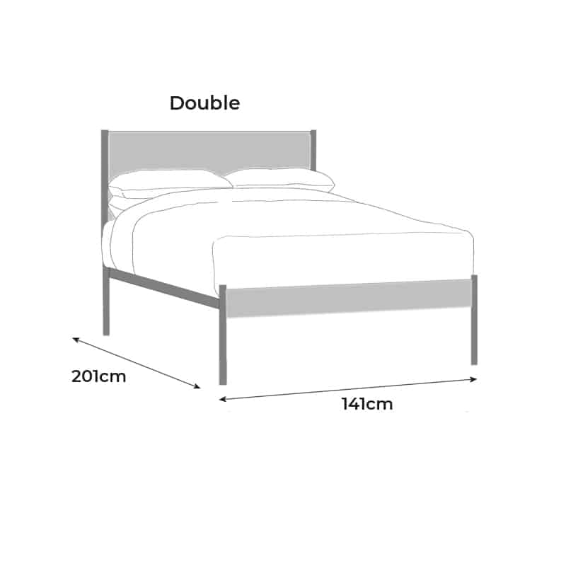 High upholstered double iron bed size drawing