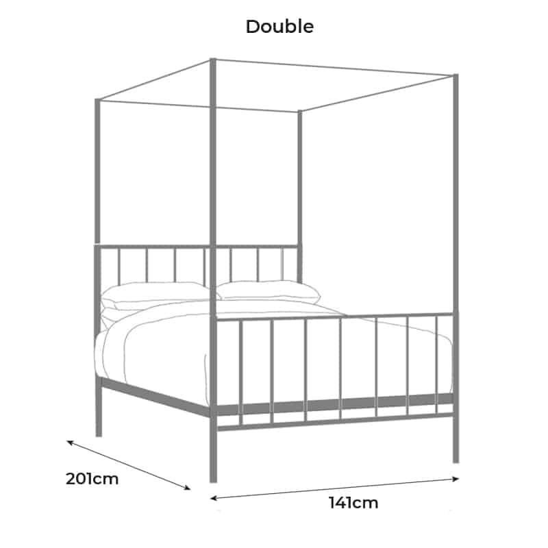 Four Poster double iron bed size drawing