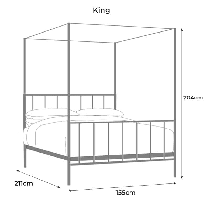 king iron four poster bed size drawing