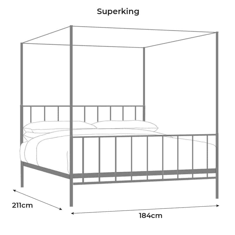 superking four poster iron bed size drawing