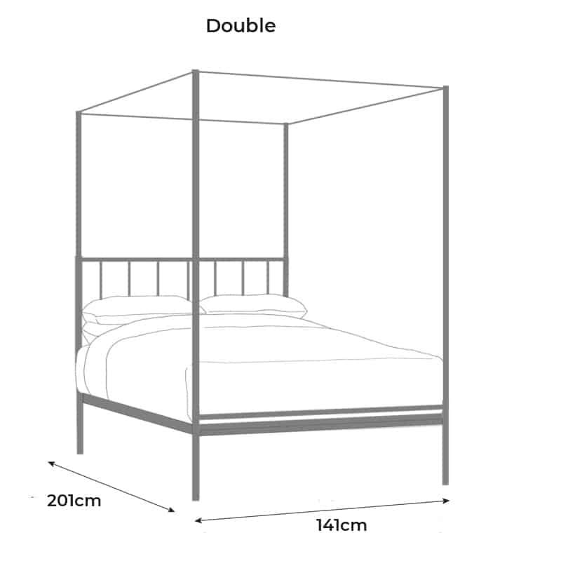 Four Poster Low end double iron bed size drawing