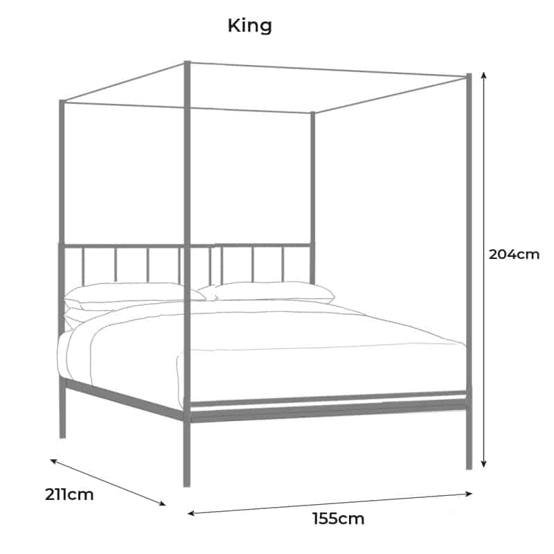 king iron four poster low end bed size drawing