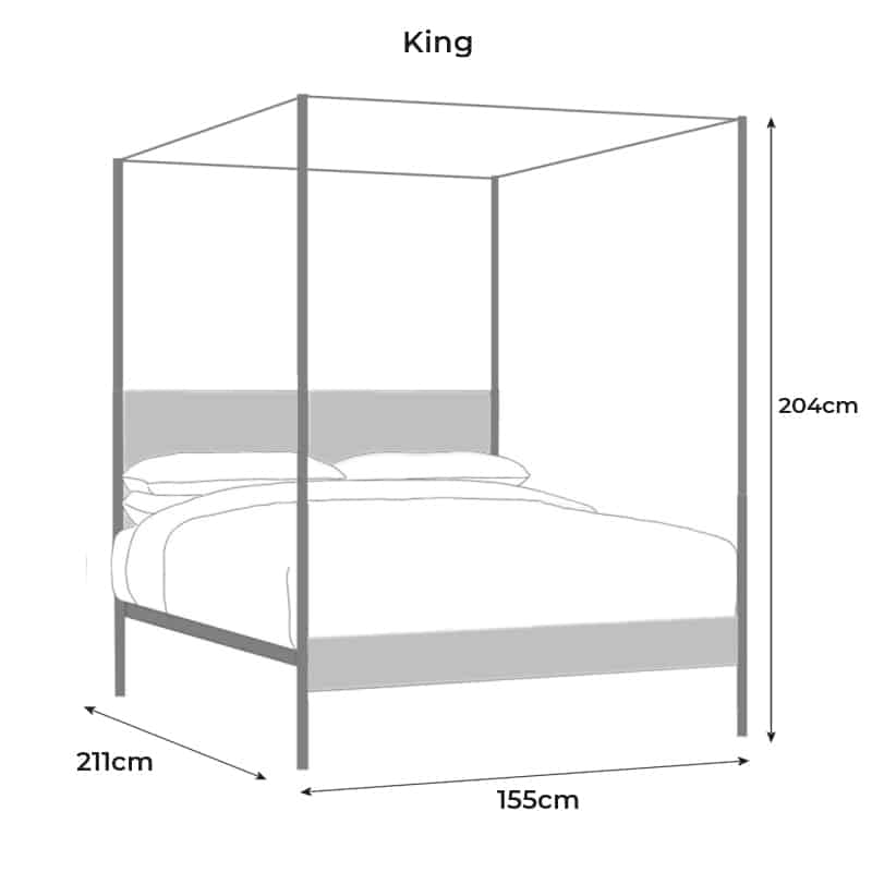 king upholstered four poster bed size drawing