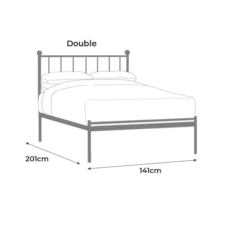 Low end double iron bed size drawing