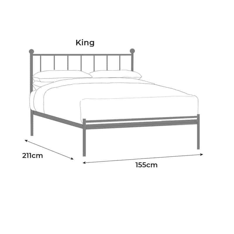 king iron low end bed size drawing