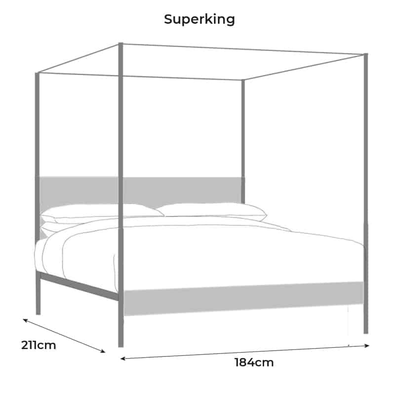 superking upholstered four poster iron bed size drawing