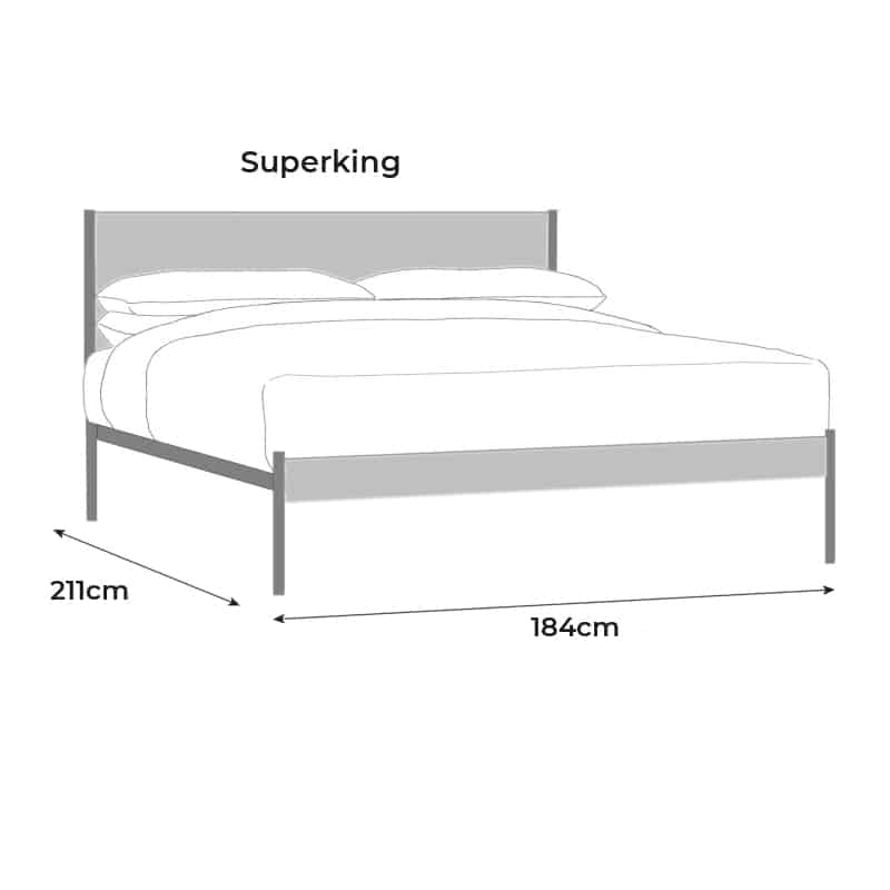 superking upholstered High iron bed size drawing